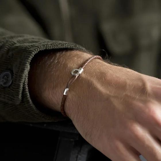 Bracelet en cuir tressé marron